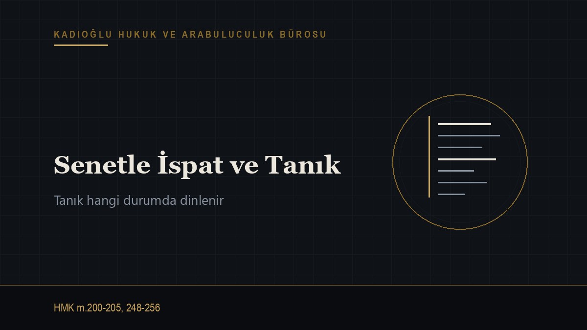 Senetle İspat Zorunluluğu ve Tanık: Kim Ne Zaman Dinlenir