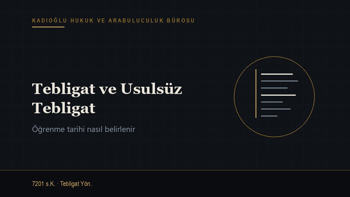 Tebligat Nedir, Usulsüz Tebligat ve Öğrenme Tarihi