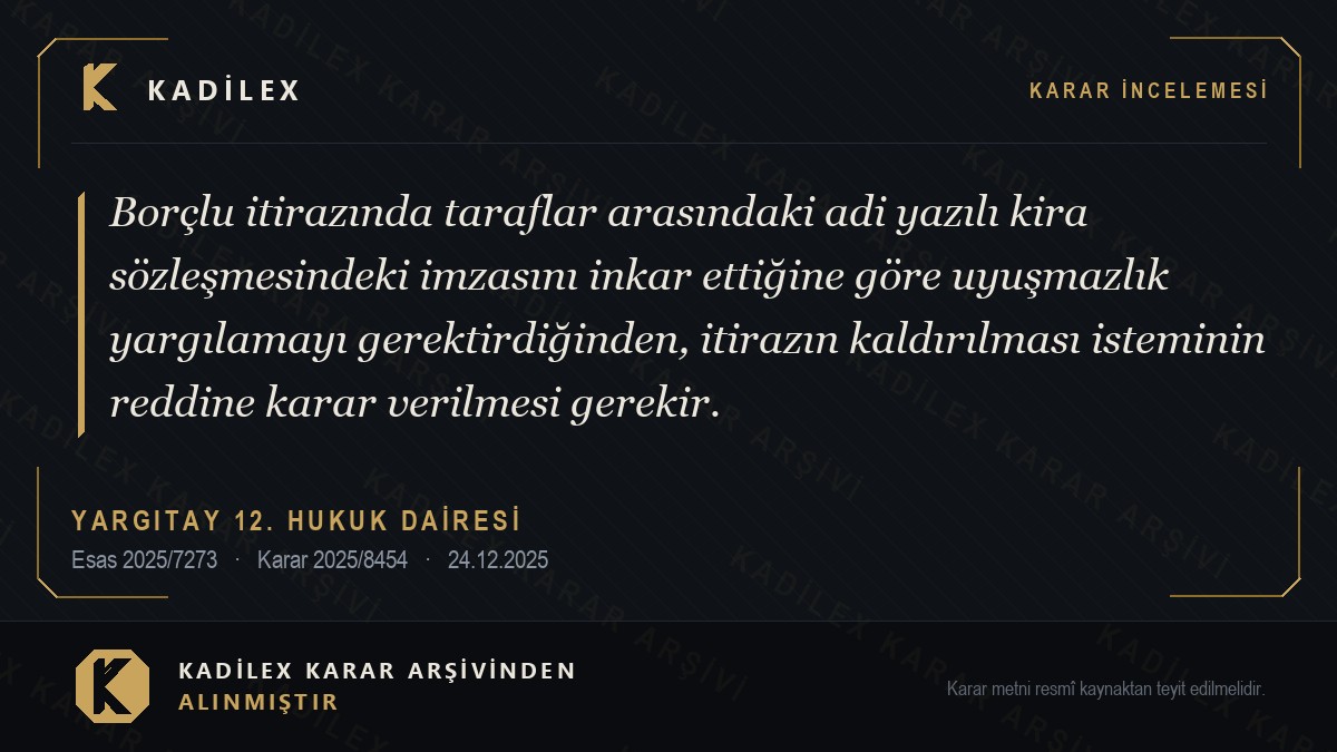Kira Sözleşmesindeki İmzaya İtiraz Takibi Durdurur mu?